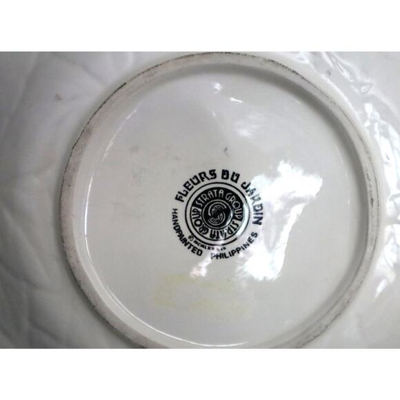 Vintage Fleurs Du Jardin Hand Painted Rose Plate Pink Embossed Wavy 8" Dessert - Picture 6 of 6